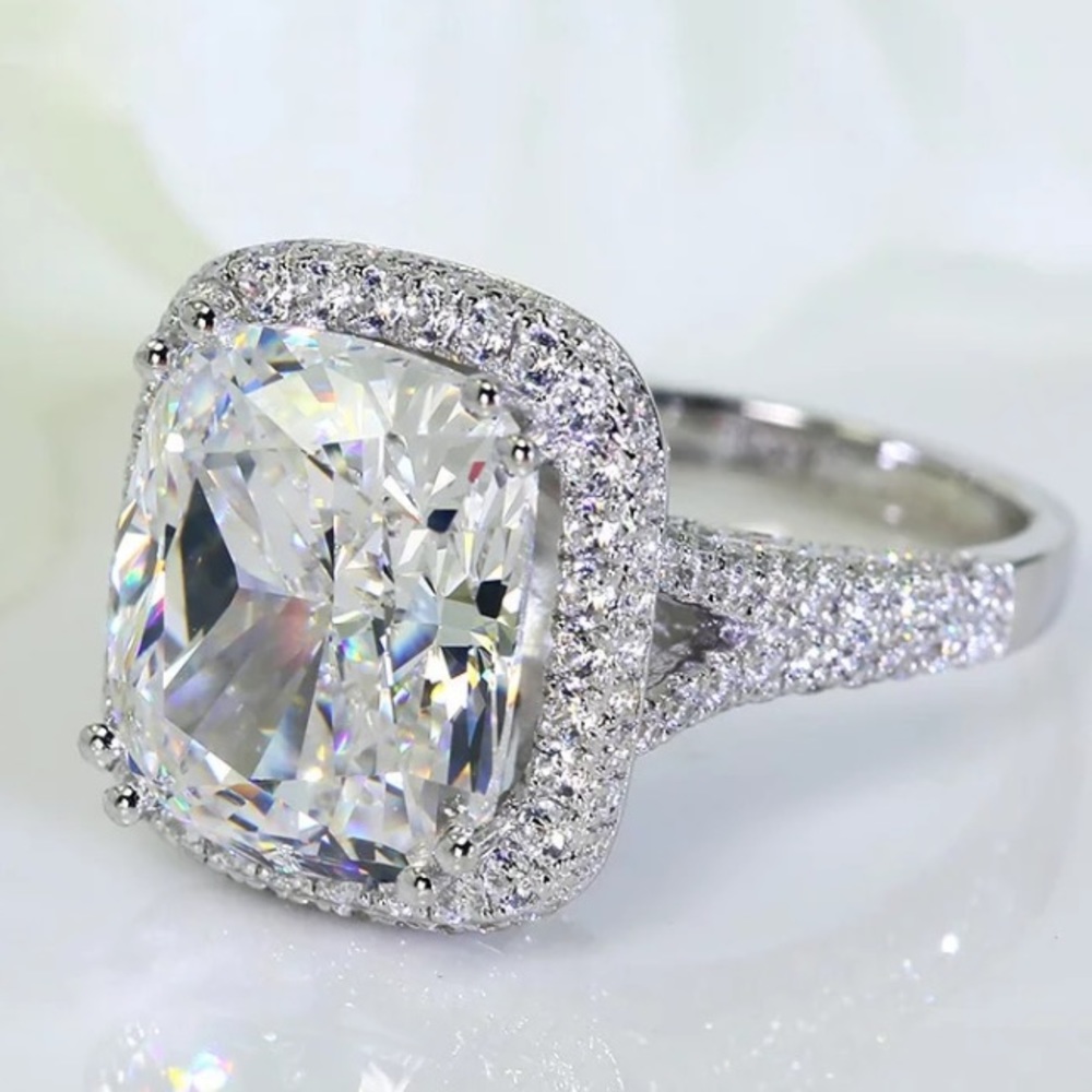 Sterling silver Big engagement ring - Picture 5 of 5